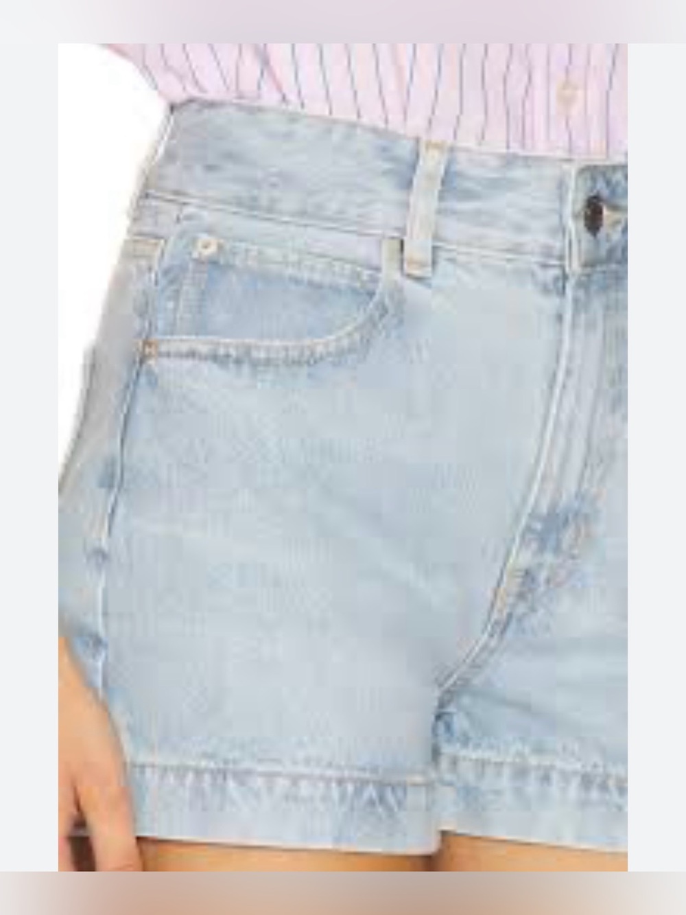 Frame Light Wash Denim High-Rise Shorts - Picture 4 of 9